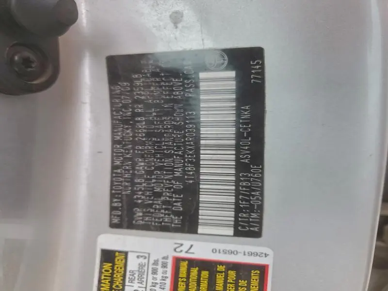 2010 TOYOTA CAMRY BASE  