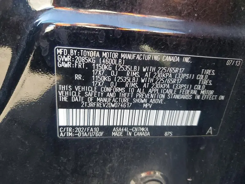 2013 TOYOTA RAV4 XLE  