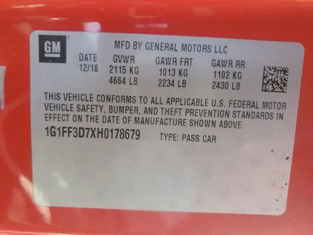 2017 CHEVROLET CAMARO SS