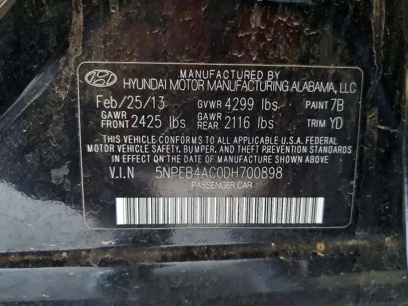 2013 HYUNDAI SONATA GLS  