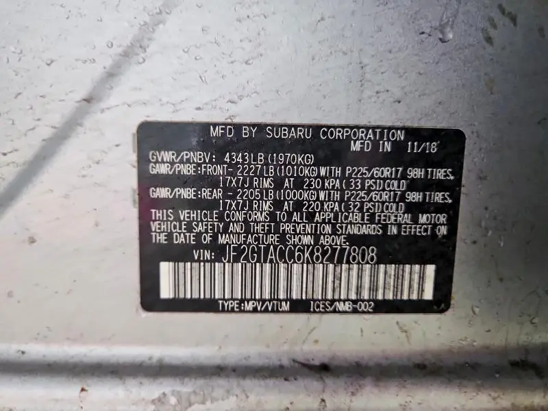 2019 SUBARU CROSSTREK PREMIUM  