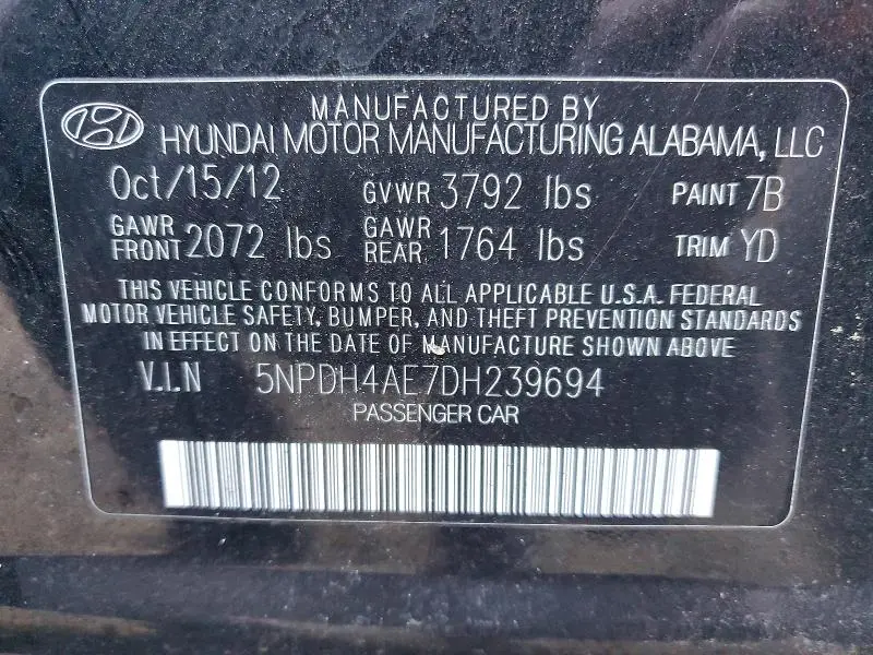 2013 HYUNDAI ELANTRA GLS  