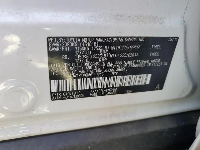 2019 TOYOTA RAV4 XLE  