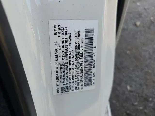 2015 HONDA ODYSSEY TOURING  