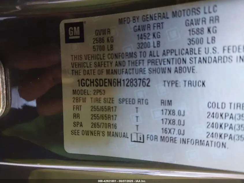 2017 CHEVROLET COLORADO Z71