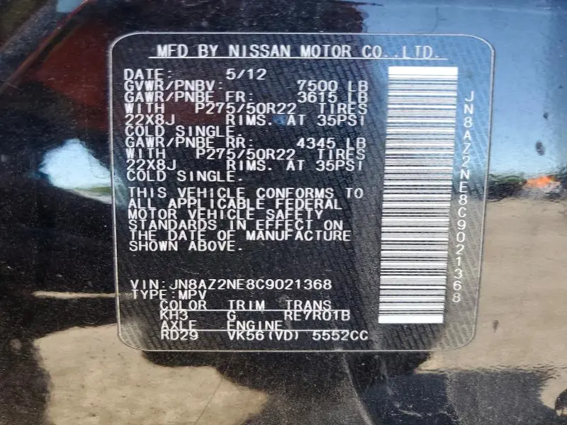 2012 INFINITI QX56 BASE  