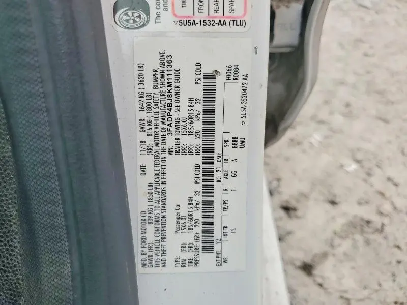 2019 FORD FIESTA SE  