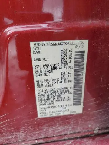 2010 NISSAN FRONTIER CREW CAB SE  