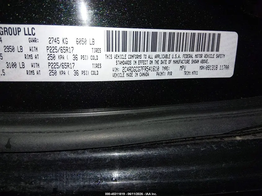 2015 DODGE GRAND CARAVAN SXT