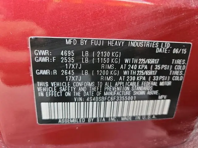 2015 SUBARU OUTBACK 2.5I PREMIUM  