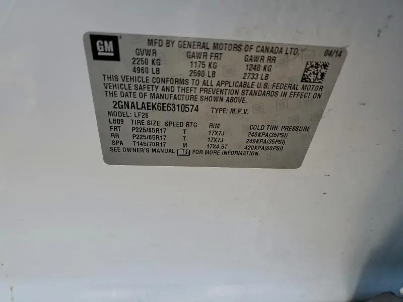 2014 CHEVROLET EQUINOX LS  