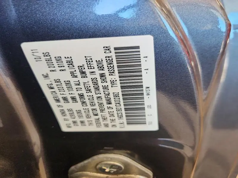 2012 HONDA ACCORD LX  