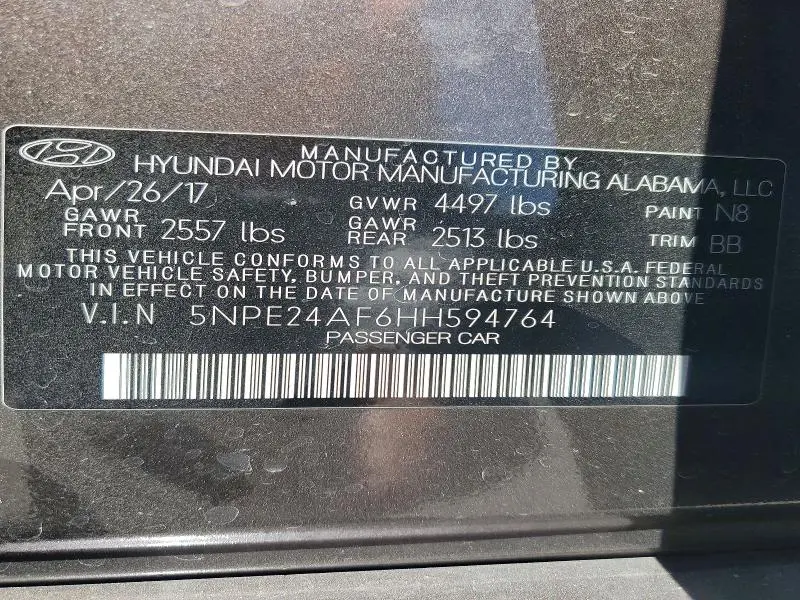 2017 HYUNDAI SONATA SE  