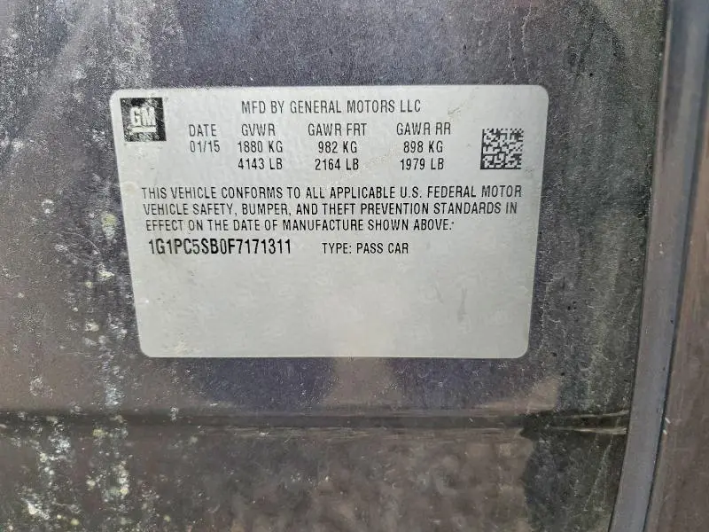 2015 CHEVROLET CRUZE LT  