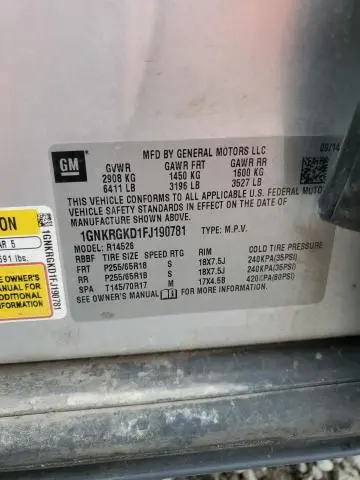 2015 CHEVROLET TRAVERSE LT  