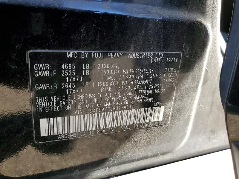 2015 SUBARU OUTBACK 2.5I PREMIUM  
