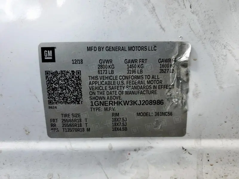 2019 CHEVROLET TRAVERSE LT  