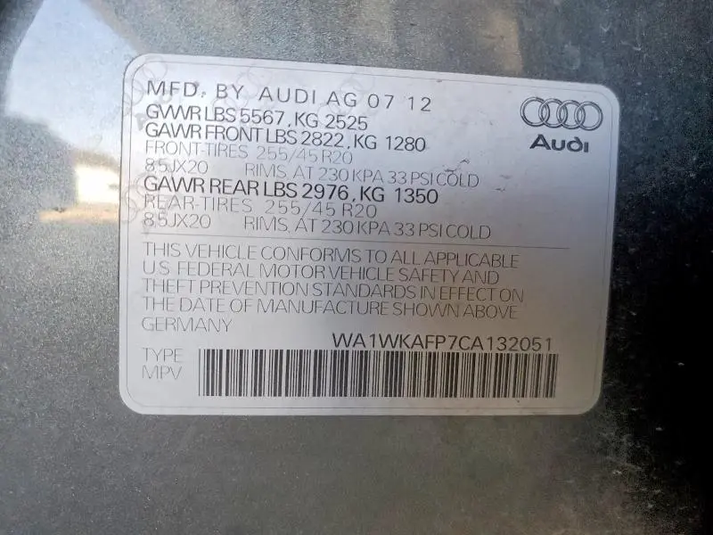 2012 AUDI Q5 PRESTIGE  