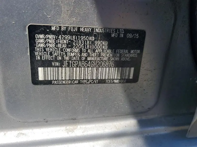 2016 SUBARU IMPREZA PREMIUM  