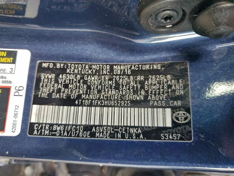 2017 TOYOTA CAMRY LE  