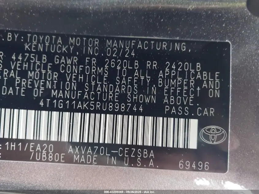 2024 TOYOTA CAMRY SE