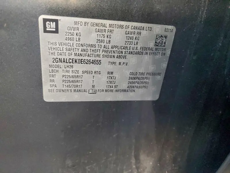 2014 CHEVROLET EQUINOX LT  