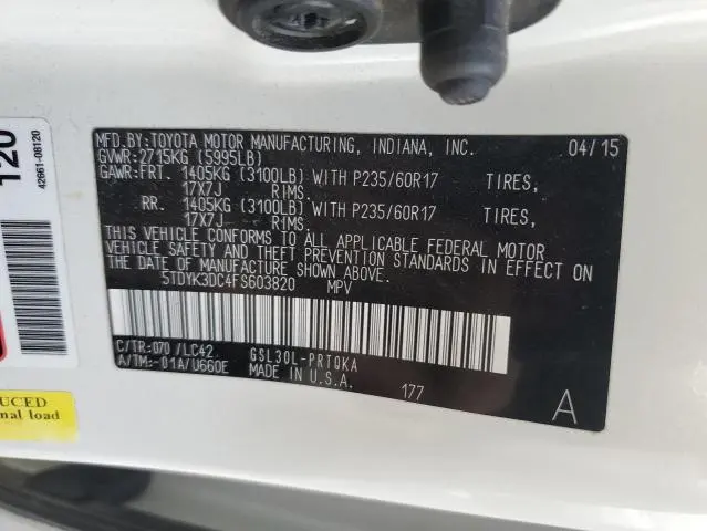 2015 TOYOTA SIENNA XLE  