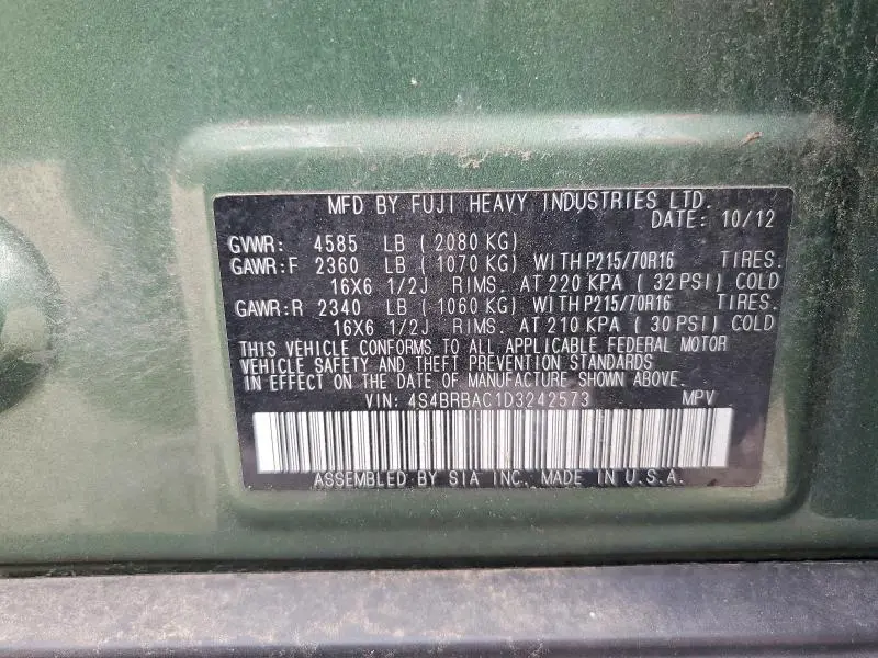 2013 SUBARU OUTBACK 2.5I  