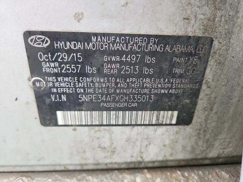 2016 HYUNDAI SONATA SPORT  