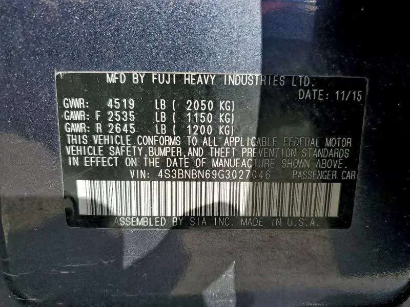 2016 SUBARU LEGACY 2.5I LIMITED  