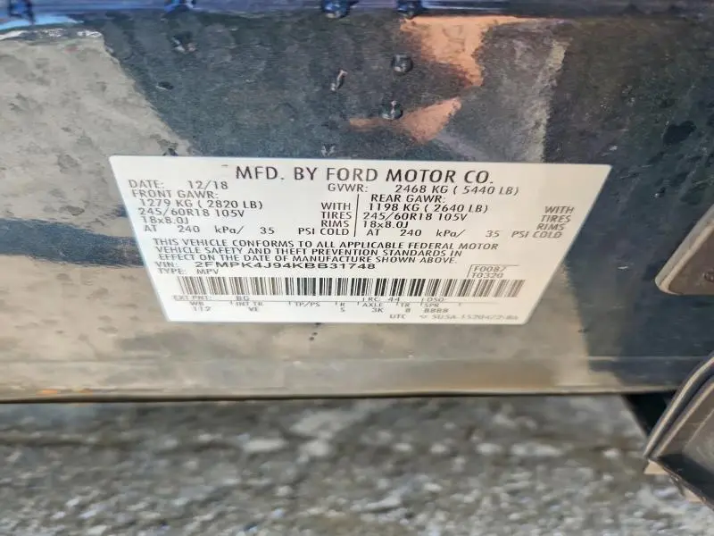 2019 FORD EDGE SEL  