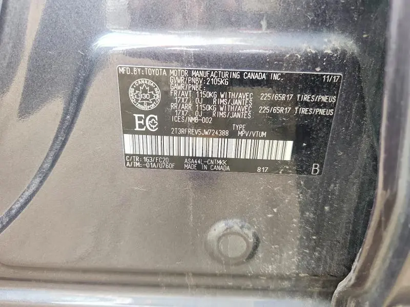 2018 TOYOTA RAV4 XLE  