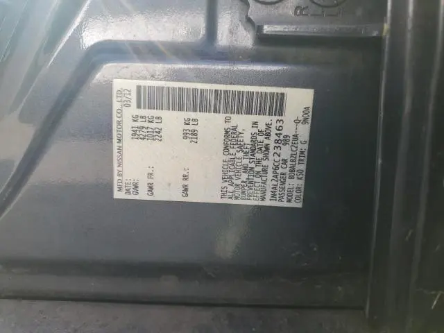 2012 NISSAN ALTIMA BASE  