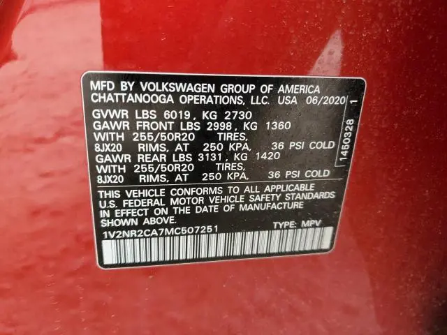 2021 VOLKSWAGEN ATLAS SE  