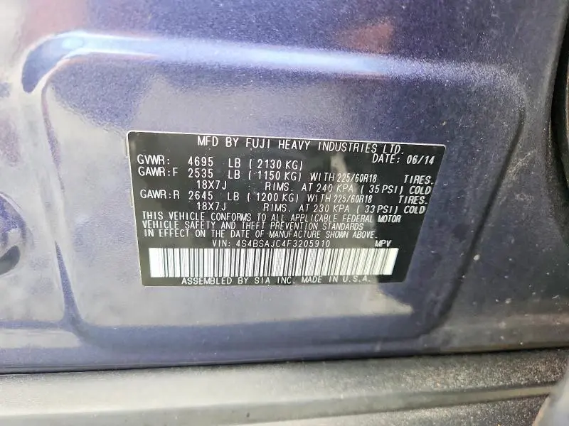 2015 SUBARU OUTBACK 2.5I LIMITED  