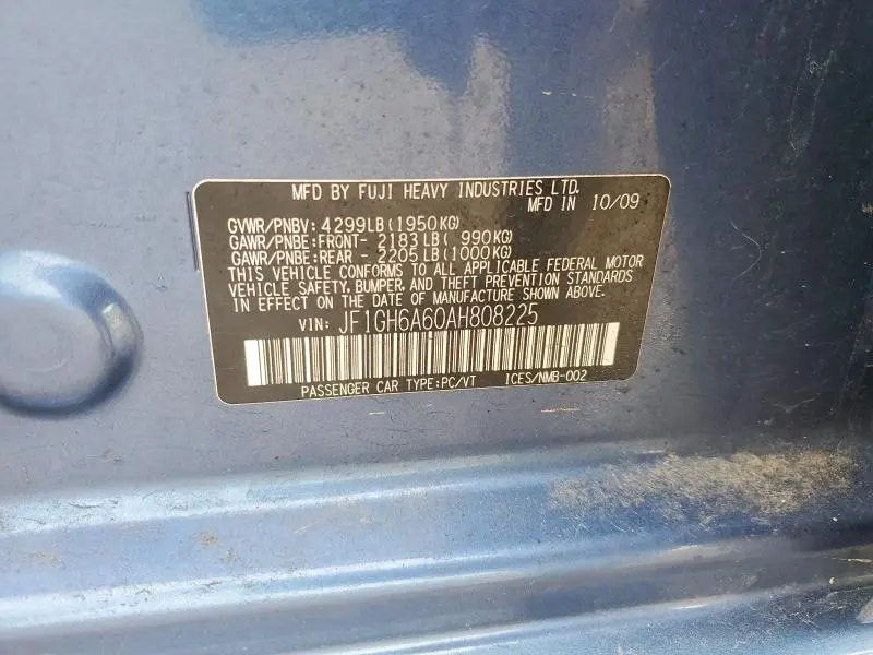 2010 SUBARU IMPREZA 2.5I  