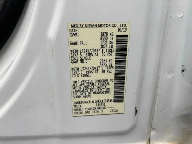 2020 NISSAN NV 1500 S  