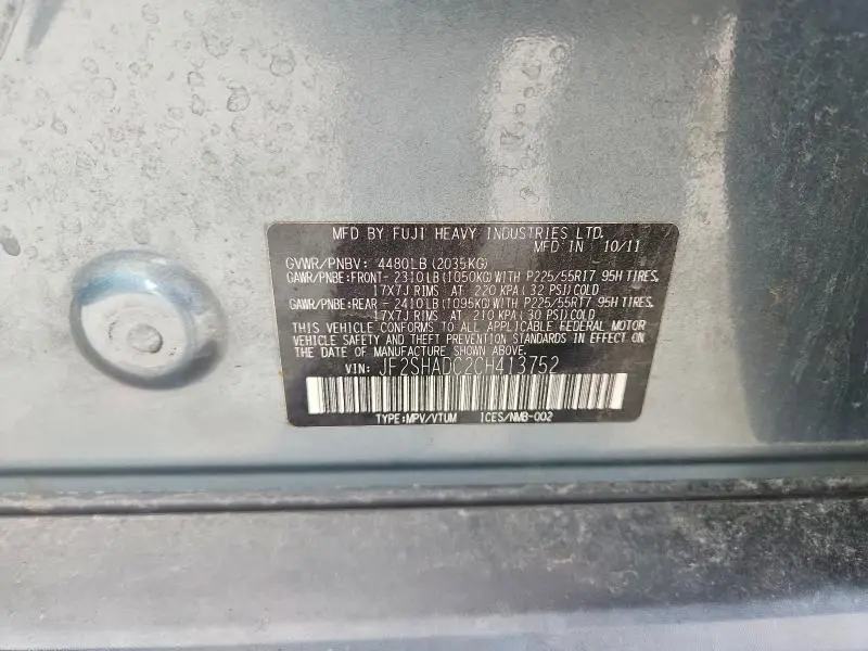 2012 SUBARU FORESTER 2.5X PREMIUM  
