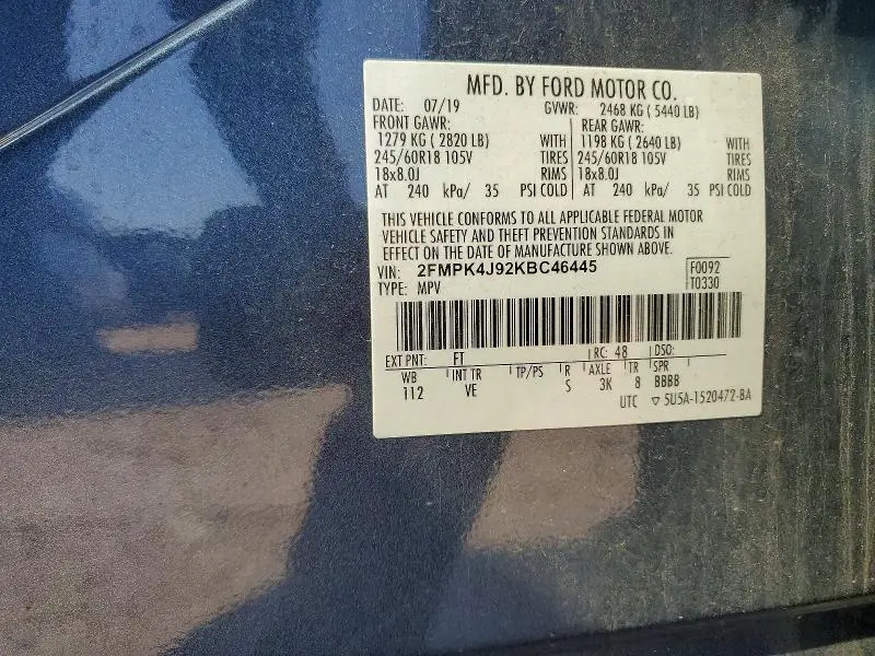 2019 FORD EDGE SEL  
