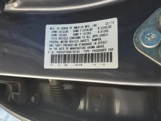 2016 HONDA ACCORD LX  