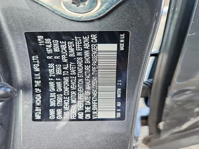 2019 HONDA CIVIC SPORT  