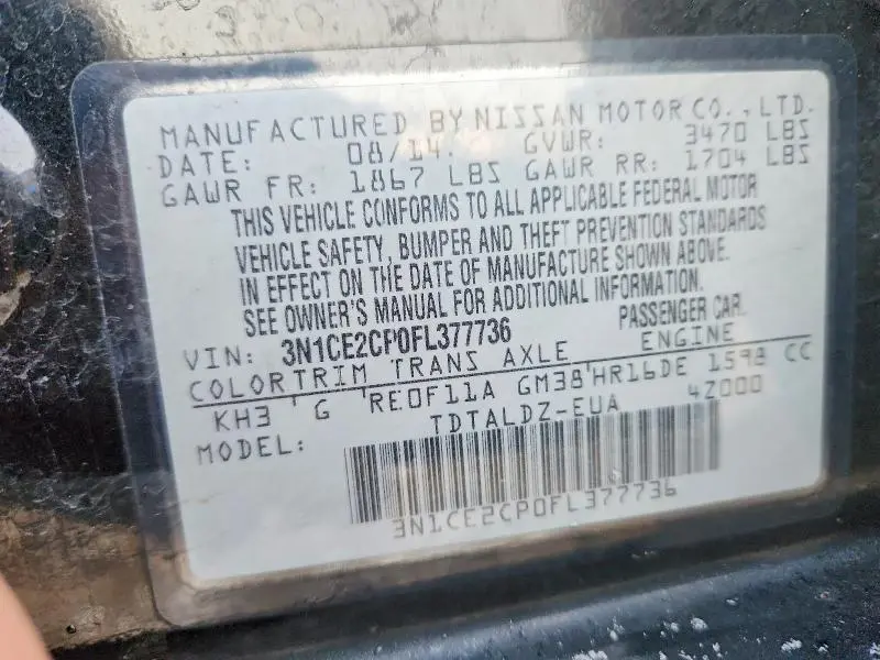 2015 NISSAN VERSA NOTE S  