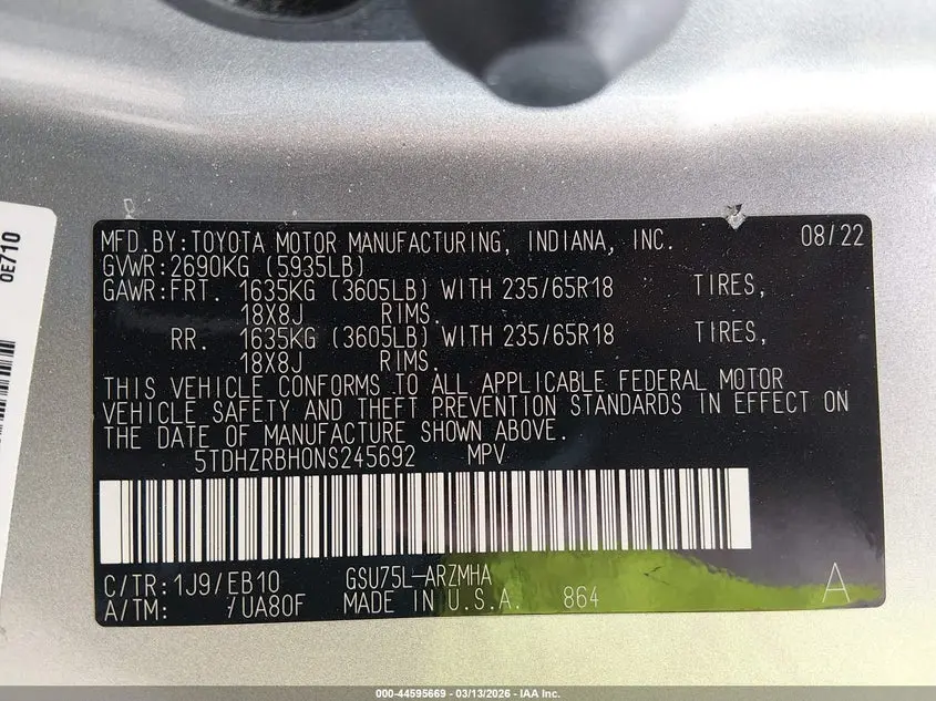 2022 TOYOTA HIGHLANDER XLE