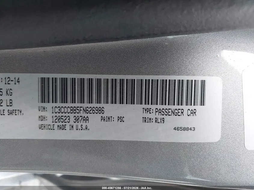 2015 CHRYSLER 200 S