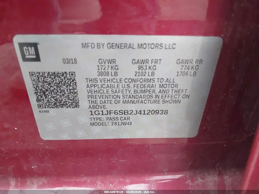 2018 CHEVROLET SONIC PREMIER AUTO
