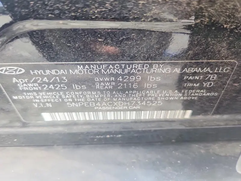 2013 HYUNDAI SONATA GLS  