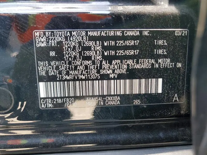 2021 TOYOTA RAV4 LE  