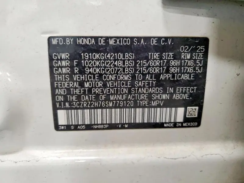 2025 HONDA HR-V EXL  