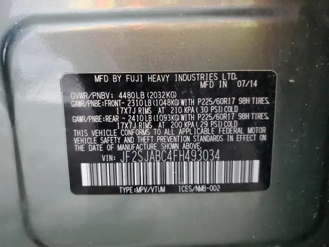 2015 SUBARU FORESTER 2.5I  