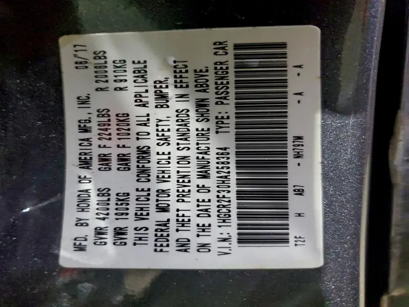 2017 HONDA ACCORD LX  